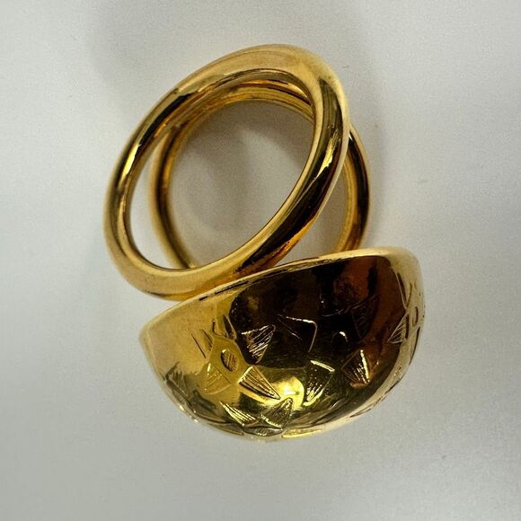 Celine Star Motif Ball Shape Scarf Ring Gold Tone - Picture 6 of 9